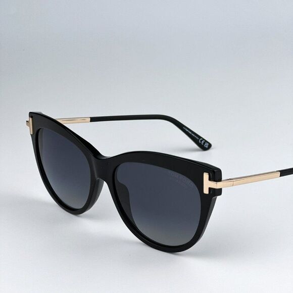 NEW Tom Ford FT0821/S KIRA 01D Black Polarized Gradient Cat Eye Women Sunglasses - Picture 6 of 13